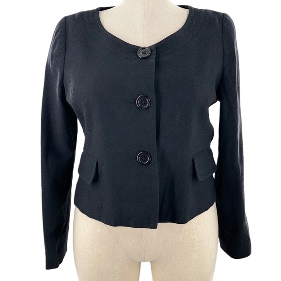 H&M womens blazer size 16 46 black 25% wool 3 button jacket Corpcore career - Picture 10 of 10